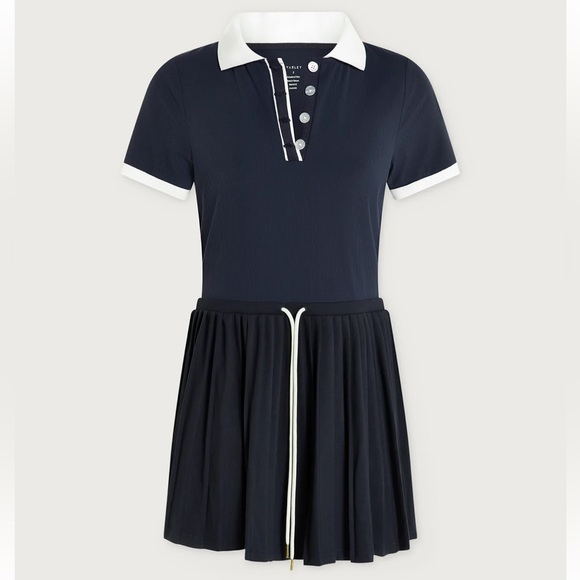 Varley Dresses & Skirts - NWOT Varley paloma court dress 30” blue nights/white SZ M